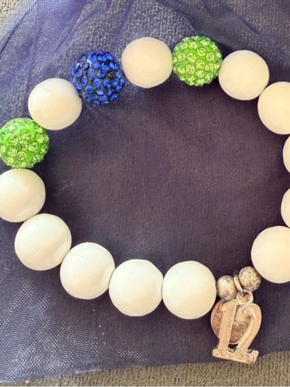 Seahawks Beaded Bracelet with Blue and Green Accents -12